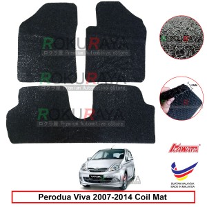 Perodua Viva 12mm Custom Fit Pre Cut PVC Coil Floor Mat Anti Slip Carpet Nail Spike (Black) (Kawata Made in Malaysia)