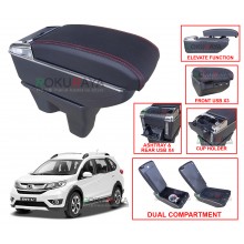 Honda BRV BR-V 2015 Custom Fit Multi Purpose USB Chrome Redline Leather Arm Rest Center Console Box
