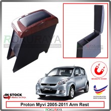 [WALNUT WOOD] Perodua Myvi (1st Gen) 2005-2011 4' Plywood PVC Armrest Center Console Box Magnetic