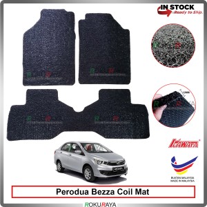 Perodua Bezza 12mm Custom Fit Pre Cut PVC Coil Floor Mat Anti Slip Carpet Nail Spike (Black) (Kawata Made in Malaysia)