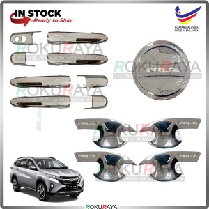 Perodua Aruz 2019 (Door Inner + Outer + Fuel Cap) Trim Cover ABS Plastic (Chrome)