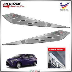 Proton Myvi VVTi (3rd Gen) 2018 Custom Fit ABS Plastic Car Head Lamp Eye Lid Brow Cover (Chrome)