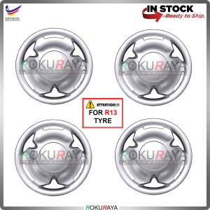 4in1 Universal R13'' Inch Car Wheel Cover Tyre Center Hub Cap Steel Rim (Saga Design)