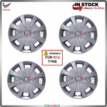 4in1 Universal R14'' Inch Car Wheel Cover Tyre Center Hub Cap Steel Rim (Type R Design) Axia E Rahmah
