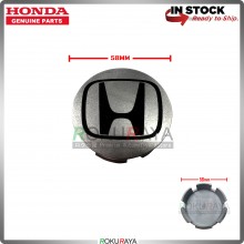 Honda 58mm Diameter Original Genuine Part Sport Rim Center Wheel Cap Cover (BLACK SILVER)