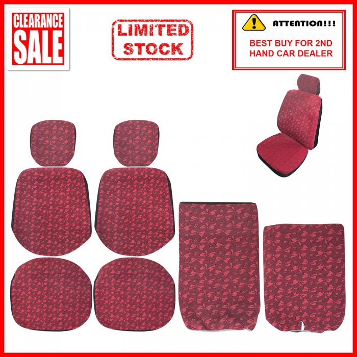 Fabric Sponge Cotton Universal Car Seat Cushion Covers (Patterned) Red