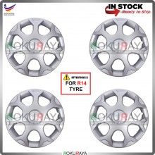 4in1 Universal R14'' Inch Car Wheel Cover Tyre Center Hub Cap Steel Rim (IS200 Design) Axia E Rahmah