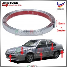 [12mm x 3meter] Universal Perodua Proton Saga Iswara Sedan Aeroback Chrome Bumper Lining Moulding Replacement Spare Part