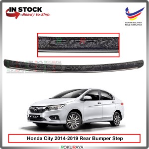 Honda City (6th Gen) 2014-2019 Custom Fit Original ABS Car Rear Bumper Step Scratch Guard Garnish Protector (CHROME LINING)
