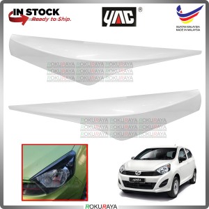 [W09 IVORY WHITE] G Spec 2014-2016 Perodua Axia Custom Fit ABS Plastic Car Head Lamp Eye Lid Brow Cover