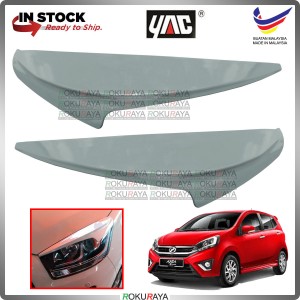 [S28 GLITTERING SILVER] G Spec 2017 SE ADVANCE 2014 Perodua Axia Custom Fit ABS Plastic Car Head Lamp Eye Lid Brow Cover