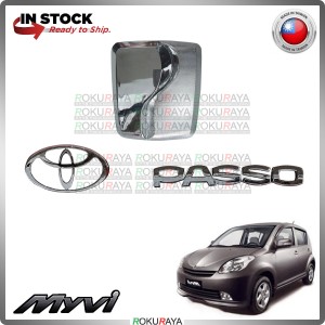 [CHROME] 3in1 Perodua Myvi 2005 Toyota Passo Conversion Rear Front Bonnet Back Emblem Logo Badge Car Accessories Parts