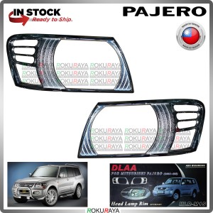 [CHROME] Mitubishi Pajero Exceed Super DLAA ABS Plastic Front Head Lamp Garnish Moulding Cover Trim Car Accessories Parts