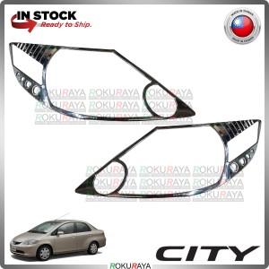 [CHROME] Honda City SEL 2003-2005 ABS Plastic Front Head Lamp Garnish Moulding Cover Trim Car Accessories Parts