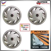 [AEROBICS] 4in1 Universal R13'' Inch Car Wheel Cover Tyre Center Hub Cap Steel Rim Car Accessories Local Parts