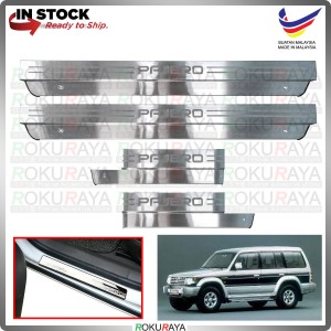 [BESI] Mitsubishi Pajero V30 V40 Stainless Steel Chrome Side Sill Kicking Plate Garnish Moulding Cover Trim Car