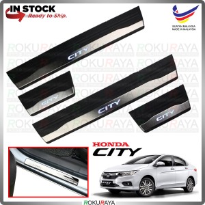 [BESI with LED] Honda City GM6 2014-2019 Stainless Steel Chrome Side Sill Kicking Plate Garnish Moulding Cover Trim Car Accessories