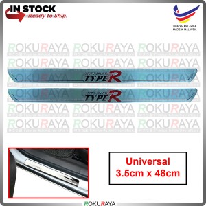 Type R Honda Universal ABS Chrome Side Sill Kicking Plate Garnish Moulding Cover Trim Car Accessories