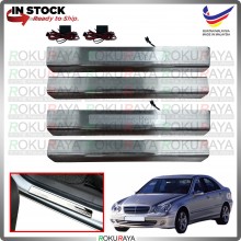 [BESI] Mercedes Benz W203 LED Stainless Steel Chrome Side Sill Kicking Plate Garnish Moulding Cover Trim Car Accessories