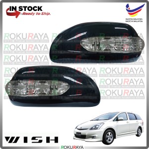 [BLACK] Toyota Wish Legend ZNE10 Side Door Mirror Cover With Crystal LED Signal Light Lamp Car Accessories Parts