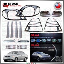 [CHROME] Corolla Altis IMPORT 2001-2007 Signal Door Pillar Side Mirror Handle Head Tail Lamp Rear Garnish Moulding Cover