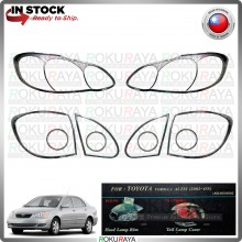 [CHROME] Toyota Corolla Altis 2001-2004 WELLSTAR ABS Plastic Rear Tail Front Head Lamp Garnish Moulding Cover Trim Car