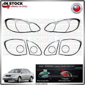 [CHROME] Toyota Corolla Altis 2001-2004 WELLSTAR ABS Plastic Rear Tail Front Head Lamp Garnish Moulding Cover Trim Car