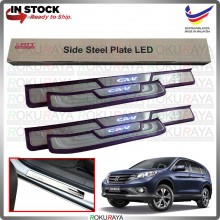 [BESI with BLUE LED] Honda CRV CR-V 2012 2013 Stainless Steel Chrome Side Sill Kicking Plate Garnish Moulding Cover Trim