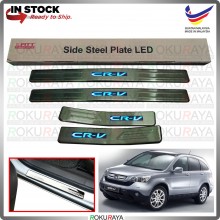 [BESI with BLUE LED] Honda CRV CR-V 2007-2012 Stainless Steel Chrome Side Sill Kicking Plate Garnish Moulding Cover Trim