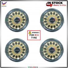 [BBS GOLD CHROME] 4in1 Universal R13'' Inch Car Wheel Cover Tyre Center Hub Cap Steel Rim Accessories Parts
