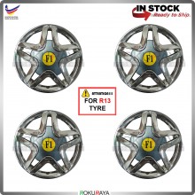 [MOMO FERRARI F1 CHROME] 4in1 Universal R13'' Inch Car Wheel Cover Tyre Center Hub Cap Steel Rim Accessories Parts