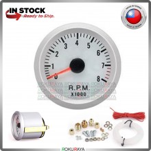 [TACHOMETER RPM] 52mm 2inch Sensor Meter Display Gauge 12V Petrol White Car Acccessories Parts