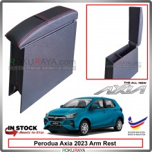 [REDLINE + SPONGE] Perodua Axia New 2023 Plywood PVC PU Leather Arm Rest Center Console Box Car Accessories Local Parts