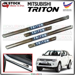[BESI with LED] 4PCS Mitsubishi Triton Old Stainless Steel Chrome Side Sill Kicking Plate Garnish Moulding Cover Trim