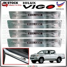 [BESI with LED] Toyota Hilux Vigo Champ Stainless Steel Chrome Side Sill Kicking Plate Garnish Moulding Cover Trim