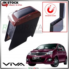 [WALNUT WOOD] Perodua Viva All Models Magnetic 4' Plywood PVC Armrest Center Console Box