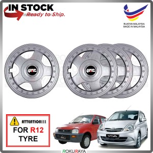 [SILVER] 4PCS Perodua Kancil Viva BBS Universal R12'' Inch Car Wheel Cover Tyre Center Hub Cap Steel Rim Accessories