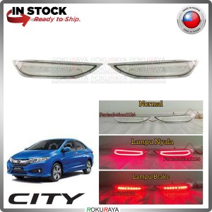 [ALBINO CRYSTAL] Honda City PFL 2014-2016 Red Back Bumper Safety White Reflector Red Halogen Bulb