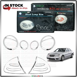 [CHROME] Mercedes Benz W211 ABS Plastic Rear Front Head Tail Lamp Garnish Moulding Cover Trim Car Accessories Parts