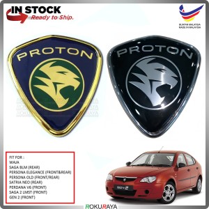 [8cm x 7cm] Proton Waja Saga BLM Persona Neo Perdana LMST Gen2 Gold Tiger Front Grill Rear Tail Emblem Logo Chrome Badge