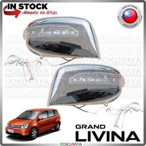 [CHROME] Nissan Grand Livina L10 Prefacelift 2006-2012 Side Door Mirror Cover With Crystal LED Signal Light Lamp Car Acc