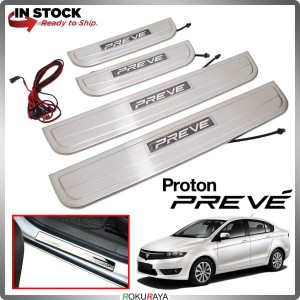 [BESI with LED] Proton Preve Stainless Steel Chrome Side Sill Kicking Plate Garnish Moulding Cover Trim