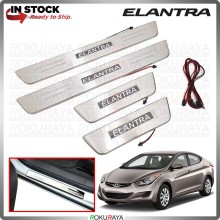 [BESI with LED] Hyundai Elantra MD UD 2012 Stainless Steel Chrome Side Sill Kicking Plate Garnish Moulding Cover Trim