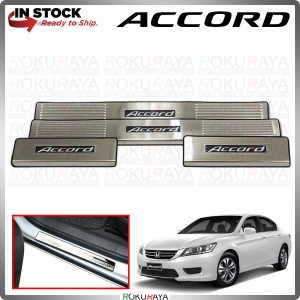 [BESI with LED] Honda Accord 2013 2014 Stainless Steel Chrome Side Sill Kicking Plate Garnish Moulding Cover Trim