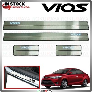[BESI with LED] Toyota Vios Keli NCP150 2013 Stainless Steel Chrome Side Sill Kicking Plate Garnish Moulding Cover Trim