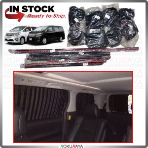 Toyota Alphard Vellfire ANH20 GGH20 2008-2014 Custom Fit Black Car Curtain Sun Shade [Fullset 6 Window +1 Rear]