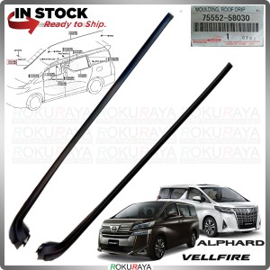 ORI 2PCS Vellfire Alphard AGH30 GGH30 Front Wind Shield Roof Moulding Rubber Seal Cover Gasket Insulation Weather Strip