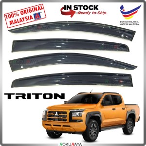 [BIG 11CM WIDTH] Mitsubishi Triton 6G 2024 Original AG Rain Sun Wind Deflector Door Visor Air Press Car Accessories