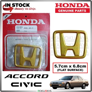 5.7cm x 6.8cm FLAT SURFACE Honda Civic Accord Prelude Original Gold Car Emblem Logo Badge Rear Front