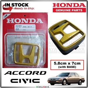 5.8cm x 7cm WITH BASE Honda Civic Accord Prelude Original Gold Car Emblem Logo Badge Rear Front